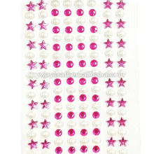 Crystal Star and Pearl Stickers Adhesive Rhinestones Stickers Set